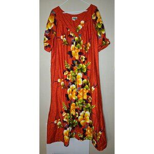 Vintage Penneys Hawaii Mumu Hawaiian Print Lightweight Maxi Dress Classic 60's